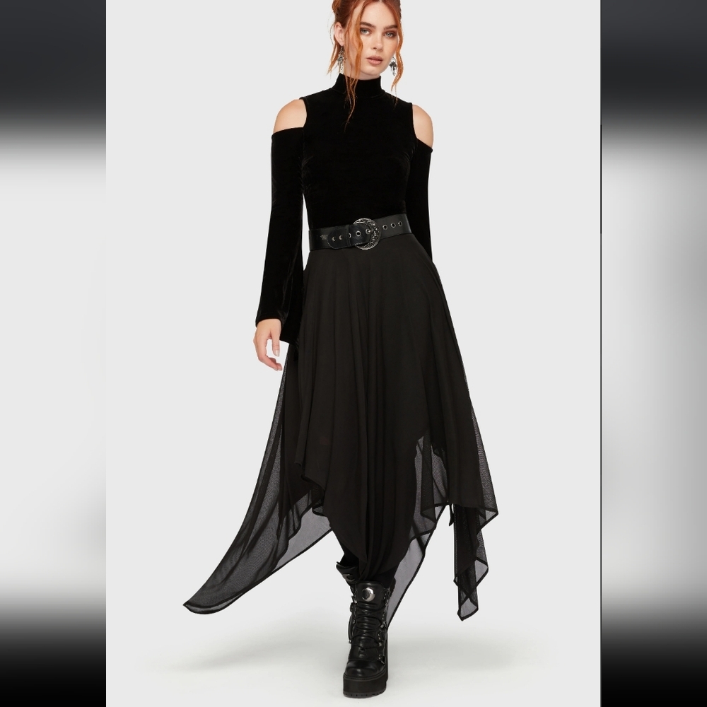 Killstar Black Asymmetrical Women's Skirt